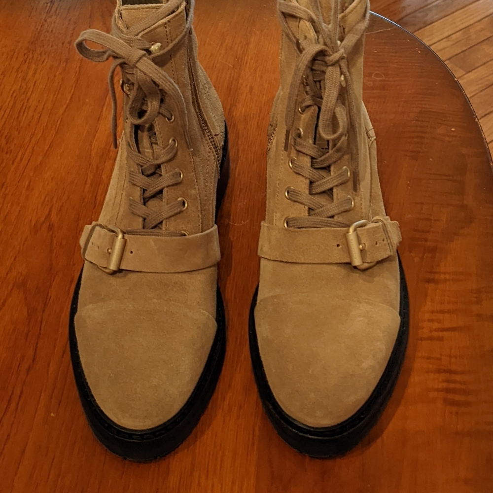 AllSaints Donita Moto/Combat Boots NWT Dark Sand Suede Sz 38